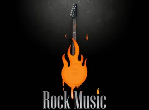 Fiery Guitar Rock Music Concept Wallpaper