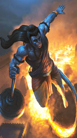 Fiery Hanuman Art Wallpaper