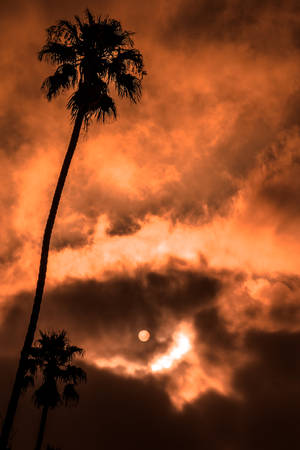 Fiery Hd Moon From Afar Wallpaper