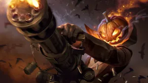 Fiery Pumpkin Head Warrior Wallpaper