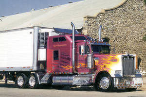 Fiery Red Kenworth W900 Wallpaper