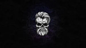 Fiery Skull With Beard Logo Wallpaper