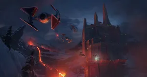 Fiery Sunset On Mustafar Wallpaper