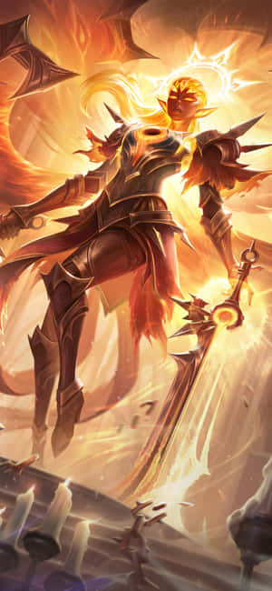 Fiery Winged Warrior Art Wallpaper