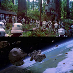 Fight For Survival In The Battle Of Endor Wallpaper