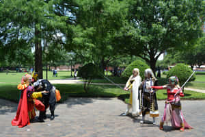 Final Fantasy Cosplayersat Park Wallpaper