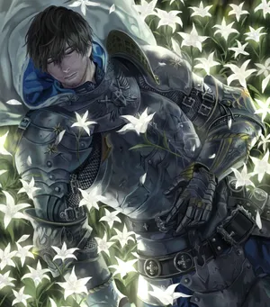 Final Fantasy Paladin Amidst Flowers Wallpaper