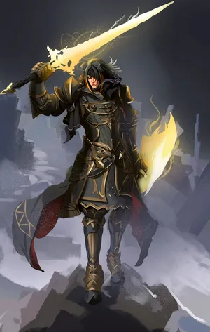 Final Fantasy Paladinwith Flaming Sword Wallpaper