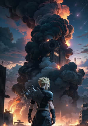 Final Fantasy V I I Remake Cloud Watching Destruction Wallpaper