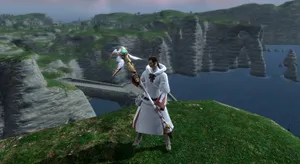 Final Fantasy White Mage Overlooking Cliffs Wallpaper