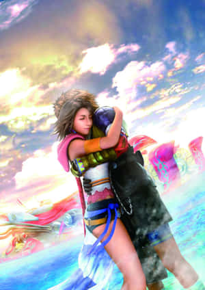 Final Fantasy Yunaand Tidus Embrace Wallpaper