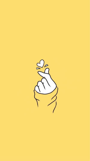 Finger Heart Cute Yellow Aesthetic Wallpaper