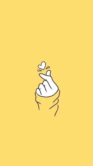 Finger Heart Cute Yellow Aesthetic Wallpaper