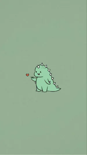 Finger Heart Dino Kawaii Iphone Wallpaper