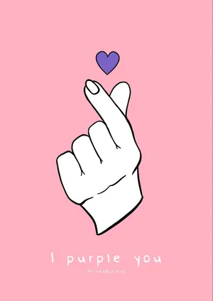 Finger Heart I Purple You Background Wallpaper