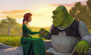 Fiona And Shrek 4k Holding Hands Wallpaper