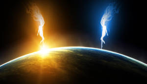 Fire And Ice Covered Earth Wallpaper