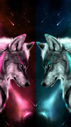 Fire And Ice Wolf Wallpaper