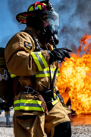 Fire Department Officer Wearing A Gas Mask Wallpaper