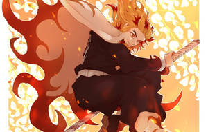 Fire Hashira Rengoku From The Anime Demon Slayer Wallpaper