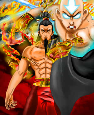 Fire Lord Ozaiand Avatar Aang Faceoff Wallpaper