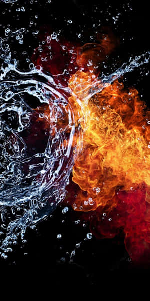 Fire Meets Water In An Explosive Collision Wallpaper