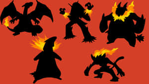 Fire Pokemon And Emboar's Shadows Wallpaper