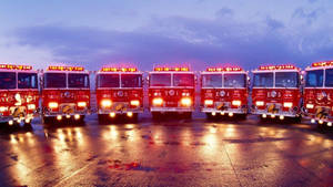 Firefighter Firetrucks At Dawn Wallpaper