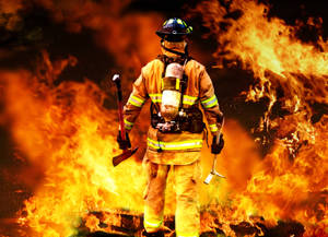 Firefighter On The Fire Wallpaper