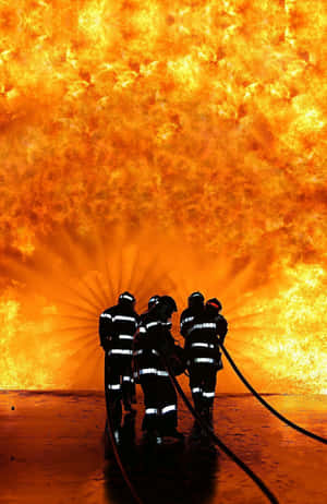 Firefighter Phone Fire Fighting Rescuers Silhouette Wallpaper Wallpaper