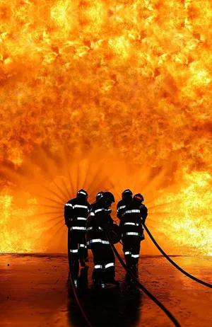 Firefighter Phone Fire Fighting Rescuers Silhouette Wallpaper Wallpaper