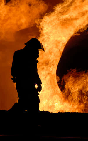 Firefighter Phone Silhouette Ring Of Fire Wallpaper Wallpaper