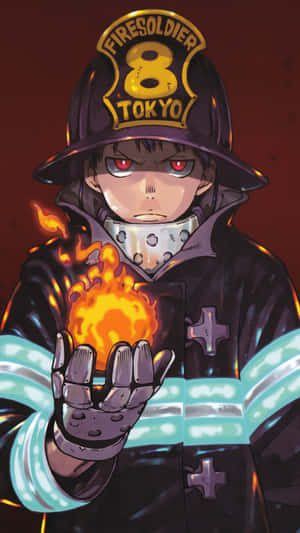 Fireforce Character With Flame Power Wallpaper