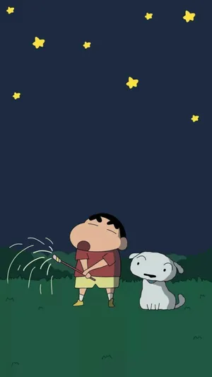 Firework Shiro And Shinchan Aesthetic Wallpaper