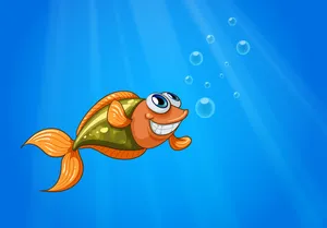 Fish Bubbles Smile Wallpaper