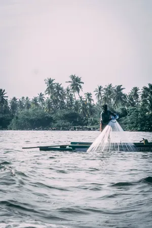 Fishing Boat In Rough Water Wallpaper