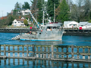 Fishing_ Vessel_ Near_ Ballard_ Locks Wallpaper