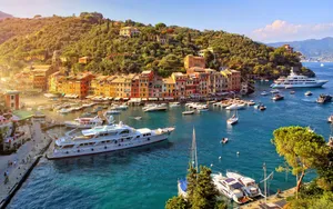 Fishing Village Tourist Destination In Portofino Italy Wallpaper