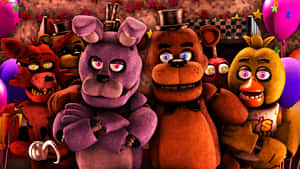 Five Nights At Freddy's - A Group Of Characters With Balloons Wallpaper