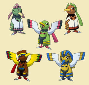 Five Xatu In Different Costumes Wallpaper