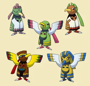Five Xatu In Different Costumes Wallpaper