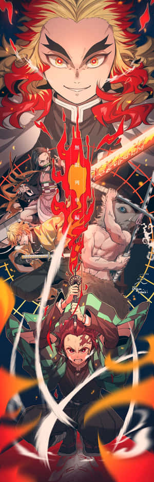 Flame_ Hashira_and_ Demon_ Slayers_ Artwork Wallpaper