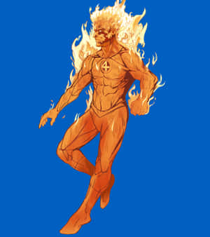 Flame On Human Torch Illustration Wallpaper