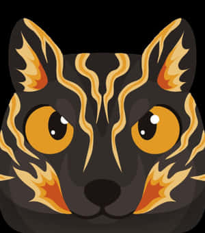 Flame Patterned Cat Illustration Wallpaper