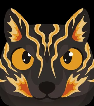 Flame Patterned Cat Illustration Wallpaper
