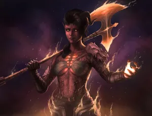 Flaming_ Axe_ Warrior_ Fantasy_ Artwork.jpg Wallpaper