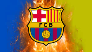 Flaming Fc Barcelona Logo Desktop Wallpaper