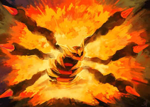 Flaming Giratina Taking Flight Wallpaper