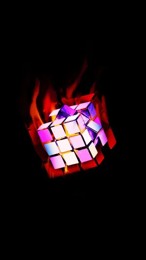 Flaming Rubiks Cube Wallpaper