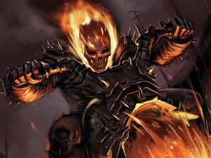 Flaming_ Skull_ Biker_ Artwork Wallpaper